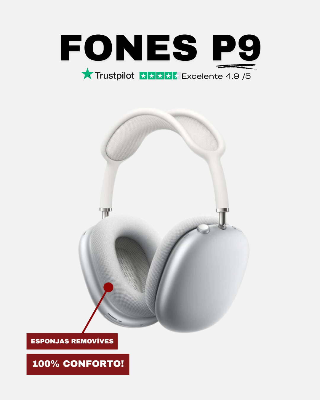 Fone P9 - Prateado