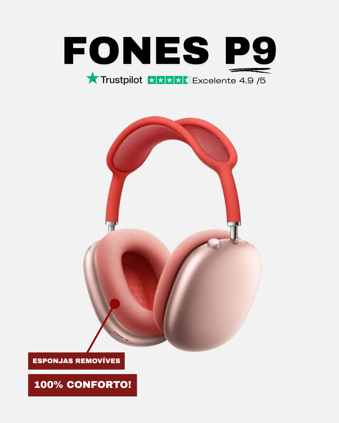 Fone P9 - Vermelho